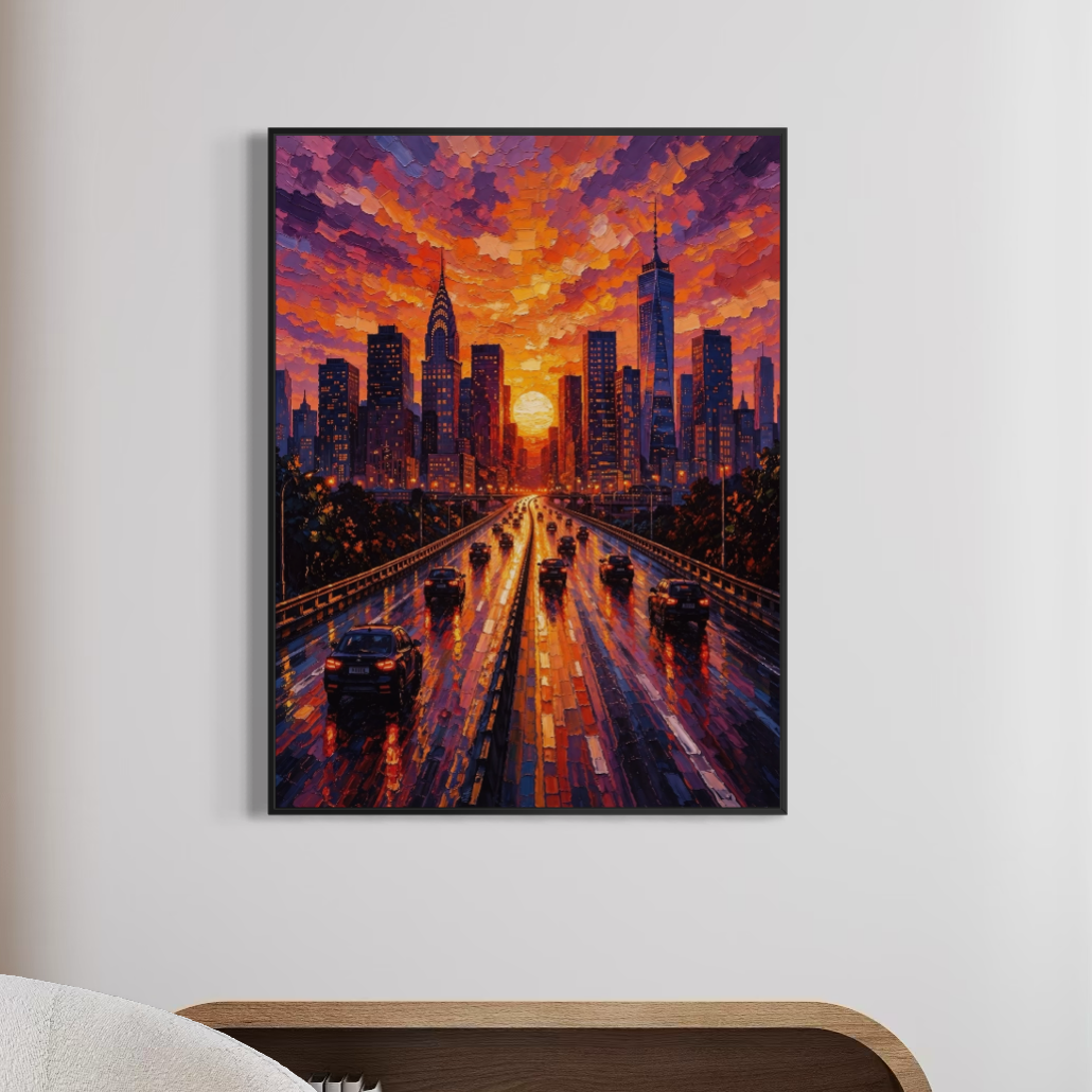 tableau golden city dans une décoration intérieure moderne et contemporaine