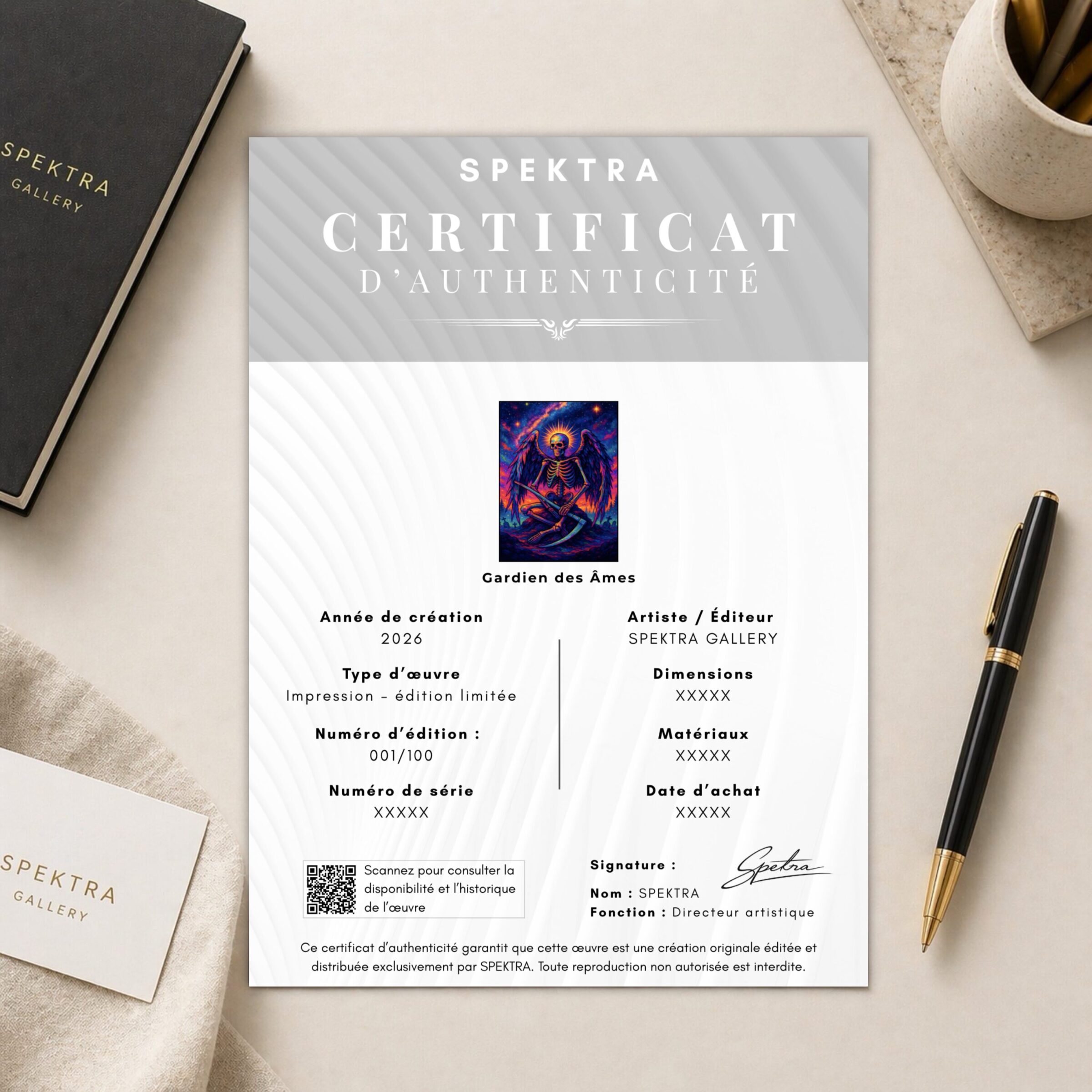 Tableau Gardien des Âmes certificat authenticite tableau gardien des ames spektra