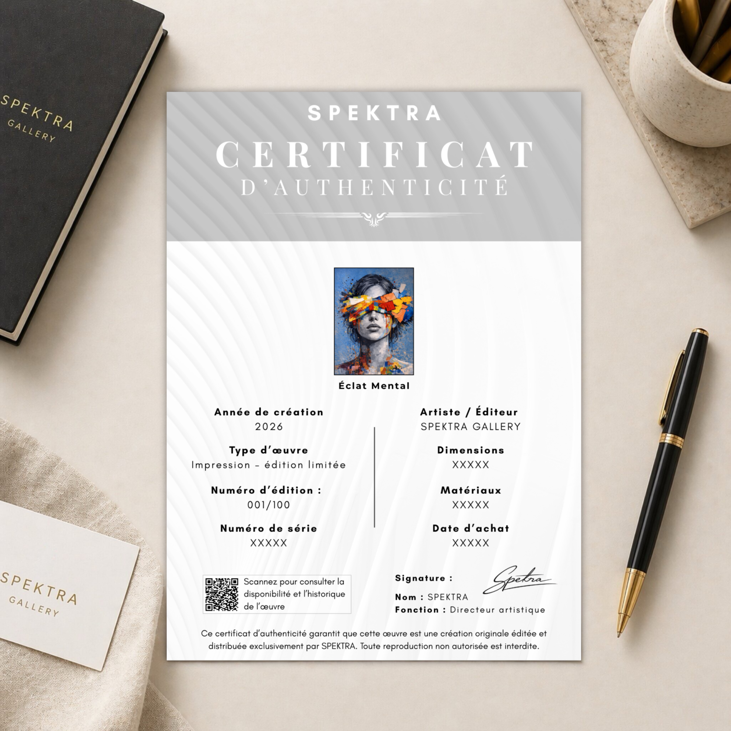 Tableau Éclat Mental contemporain coloré certificat d authenticite spektra pour tableau abstrait contemporain en edition limitee