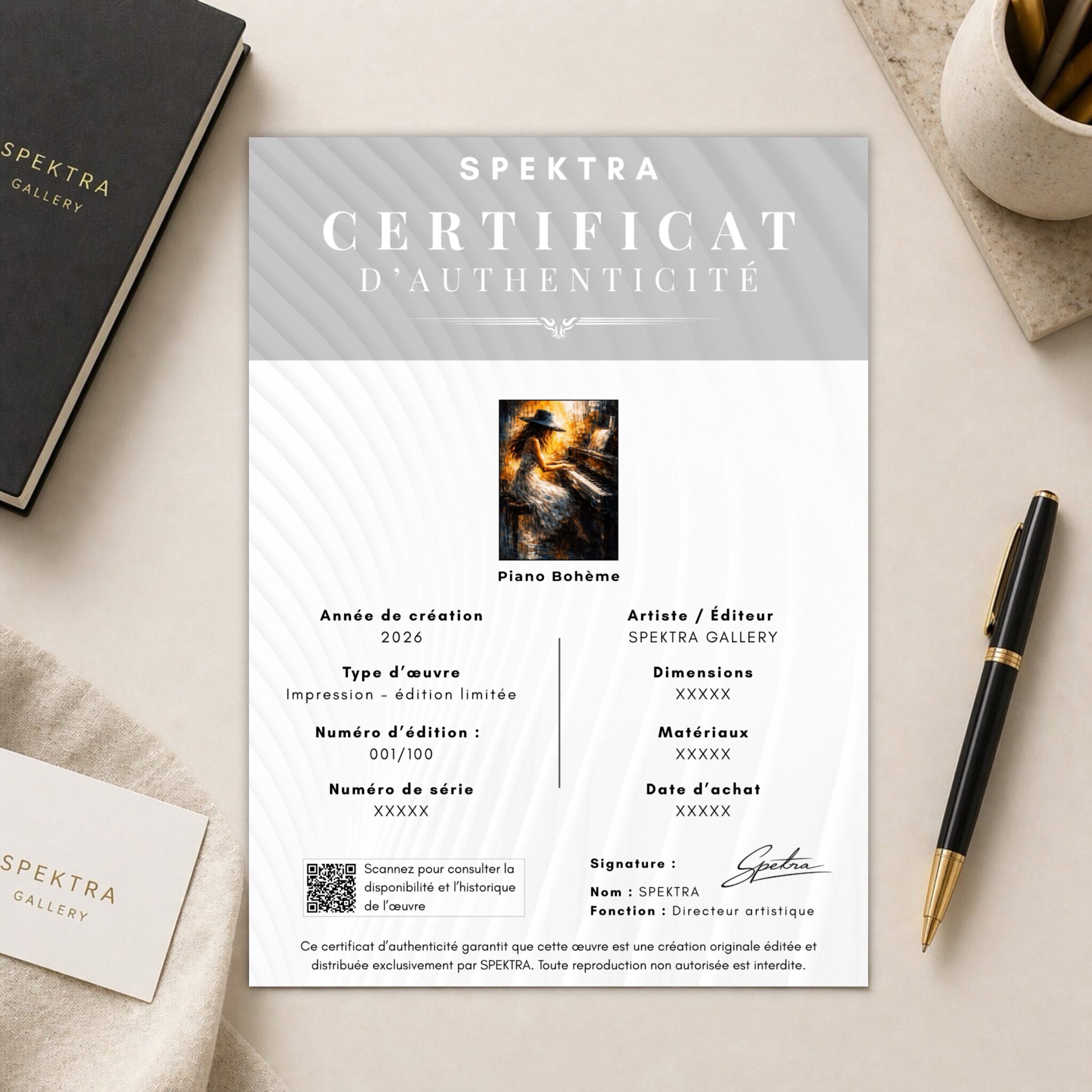 Tableau Piano Bohème – Bohème Melody certificat authenticité tableau piano bohème SPEKTRA art contemporain