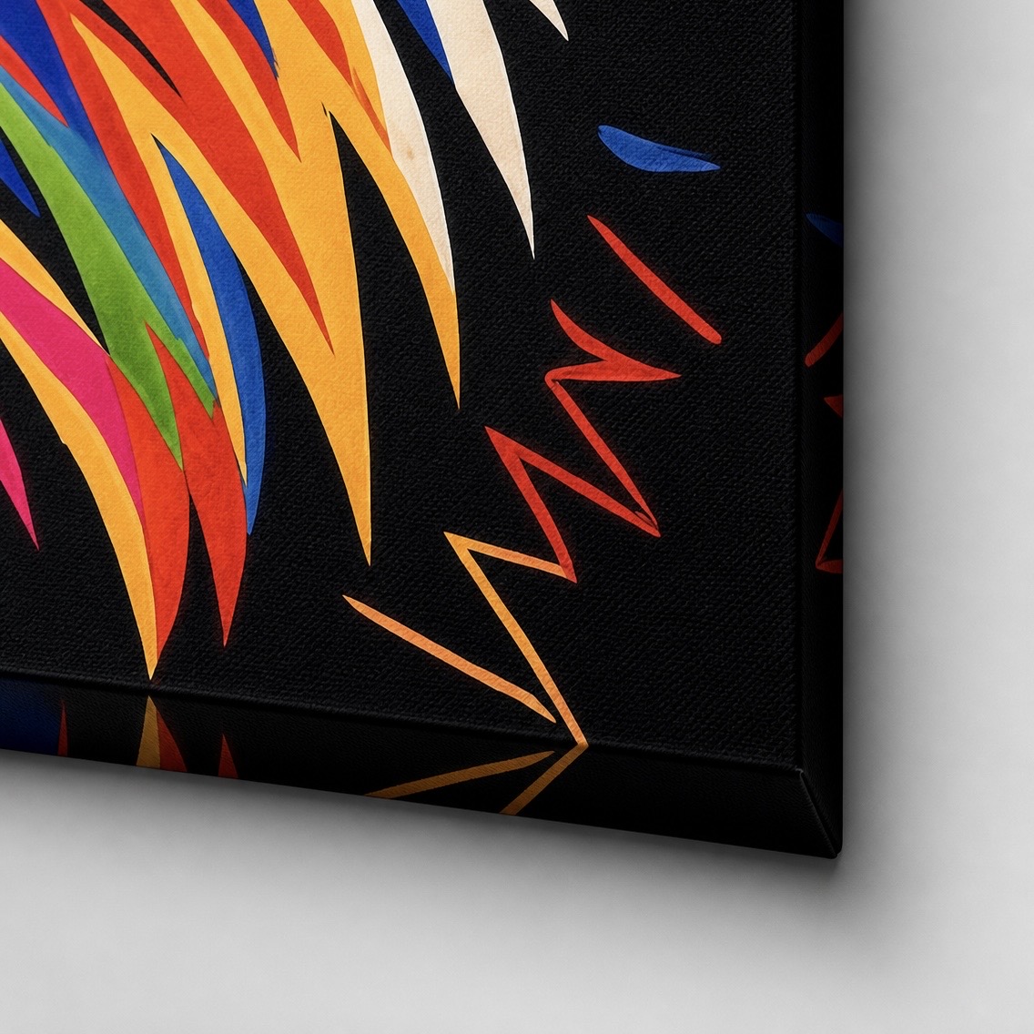 détail tableau lion pop art néon coloré impression premium toile moderne spektra