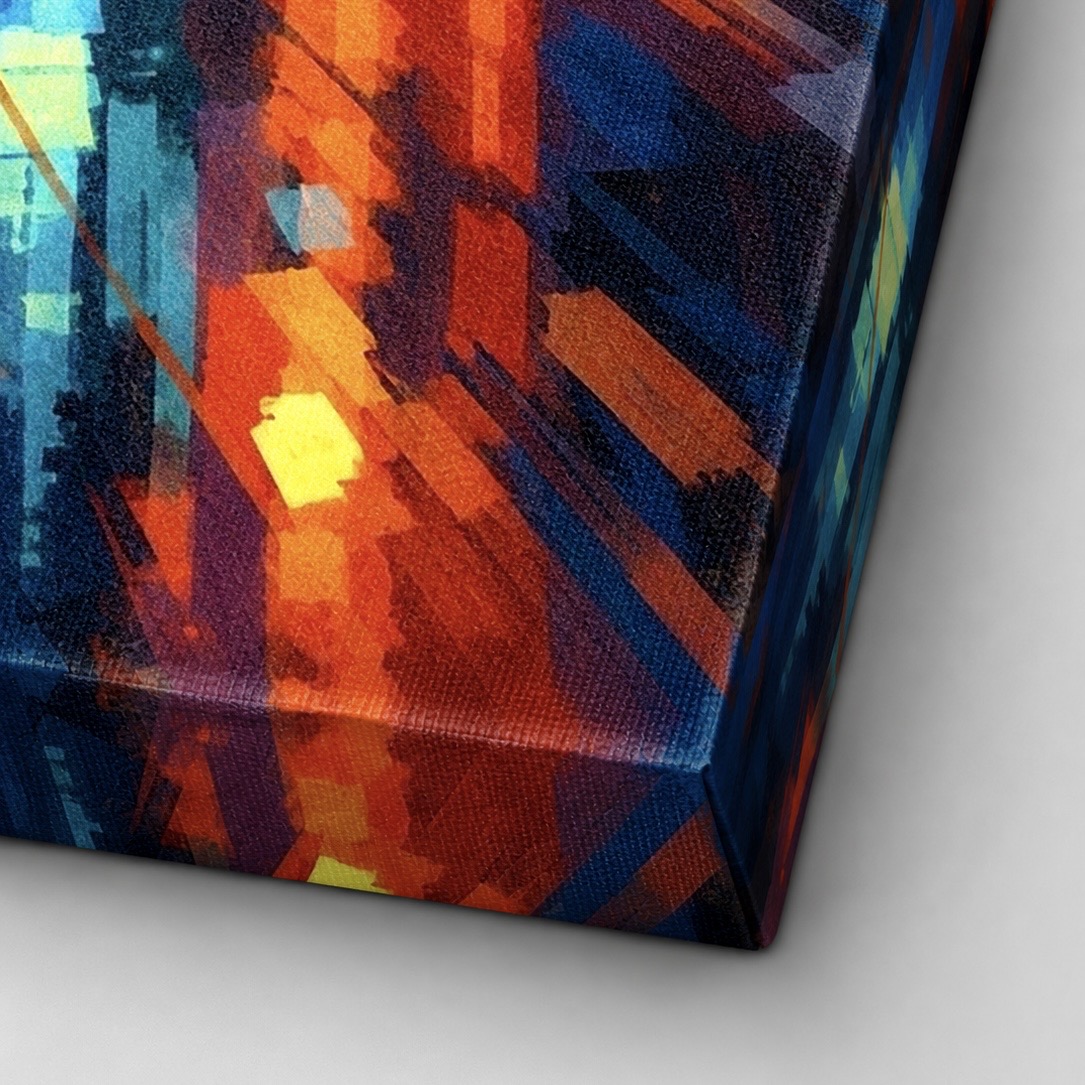 gros plan sur la texture du tableau crépuscule urbain imprimé sur toile premium