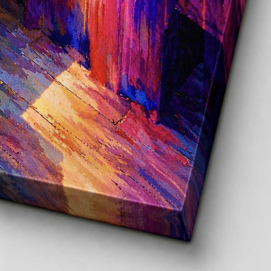 Tableau labyrinthique abstrait – Vertige Labyrinthique detail toile tableau labyrinthe abstrait coloré impression premium