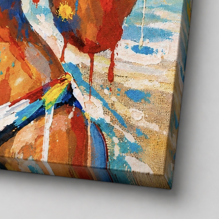Tableau Femme Pop Art – Beach Vibes détail toile tableau femme pop art beach vibes spektra