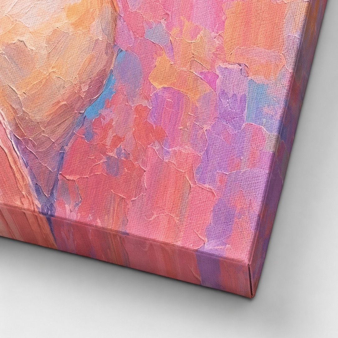detail toile tableau femme colore contemporain impression canvas texture artistique