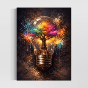 tableau ampoule artistique arbre coloré lumière créatrice abstrait moderne