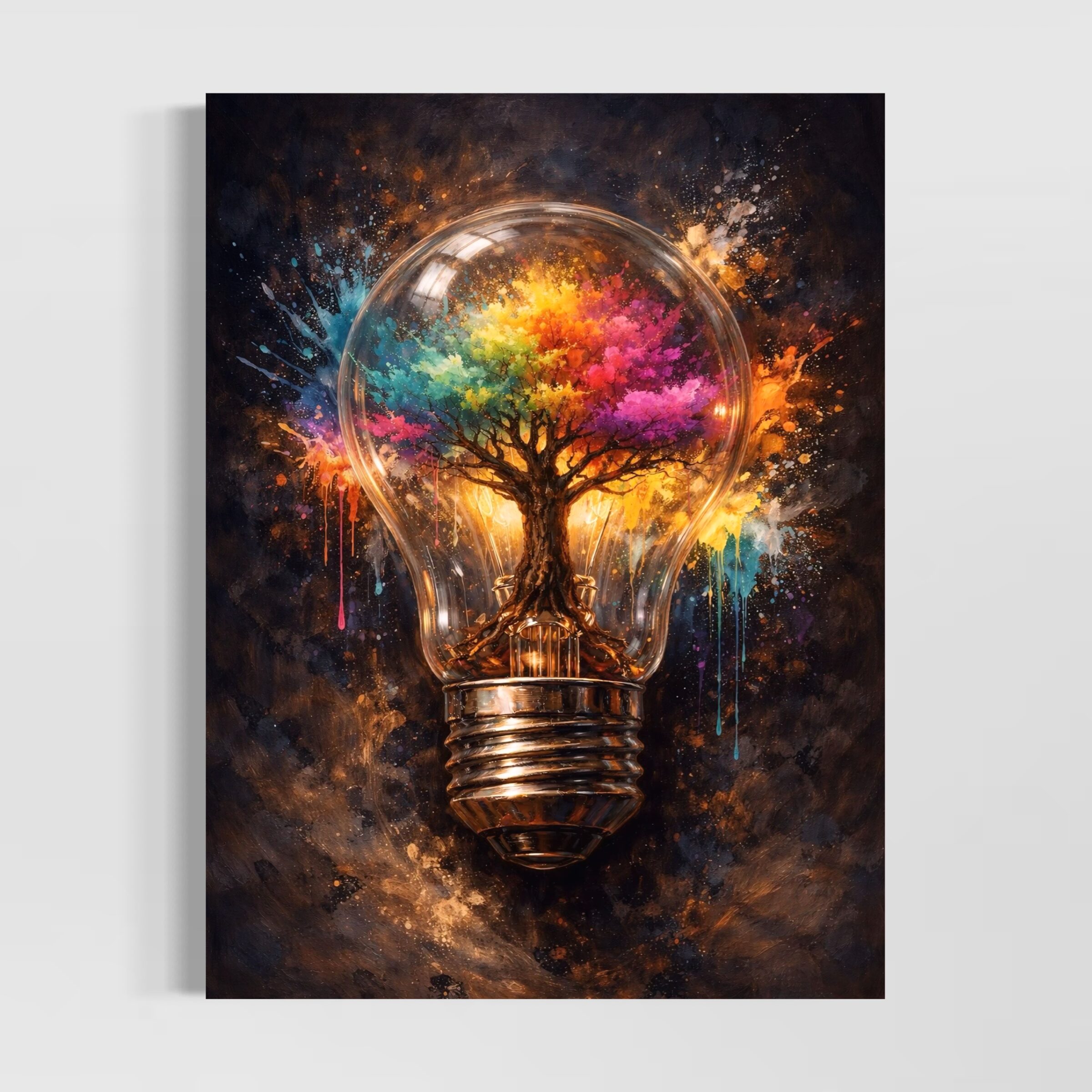 Tableau arbre lumineux abstrait – Lumière Créatrice tableau ampoule artistique arbre coloré lumière créatrice abstrait moderne