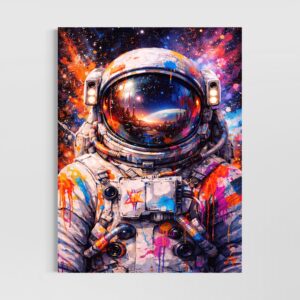 Accueil tableau astronaute espace pop art moderne galaxie cosmique décoration murale colorée