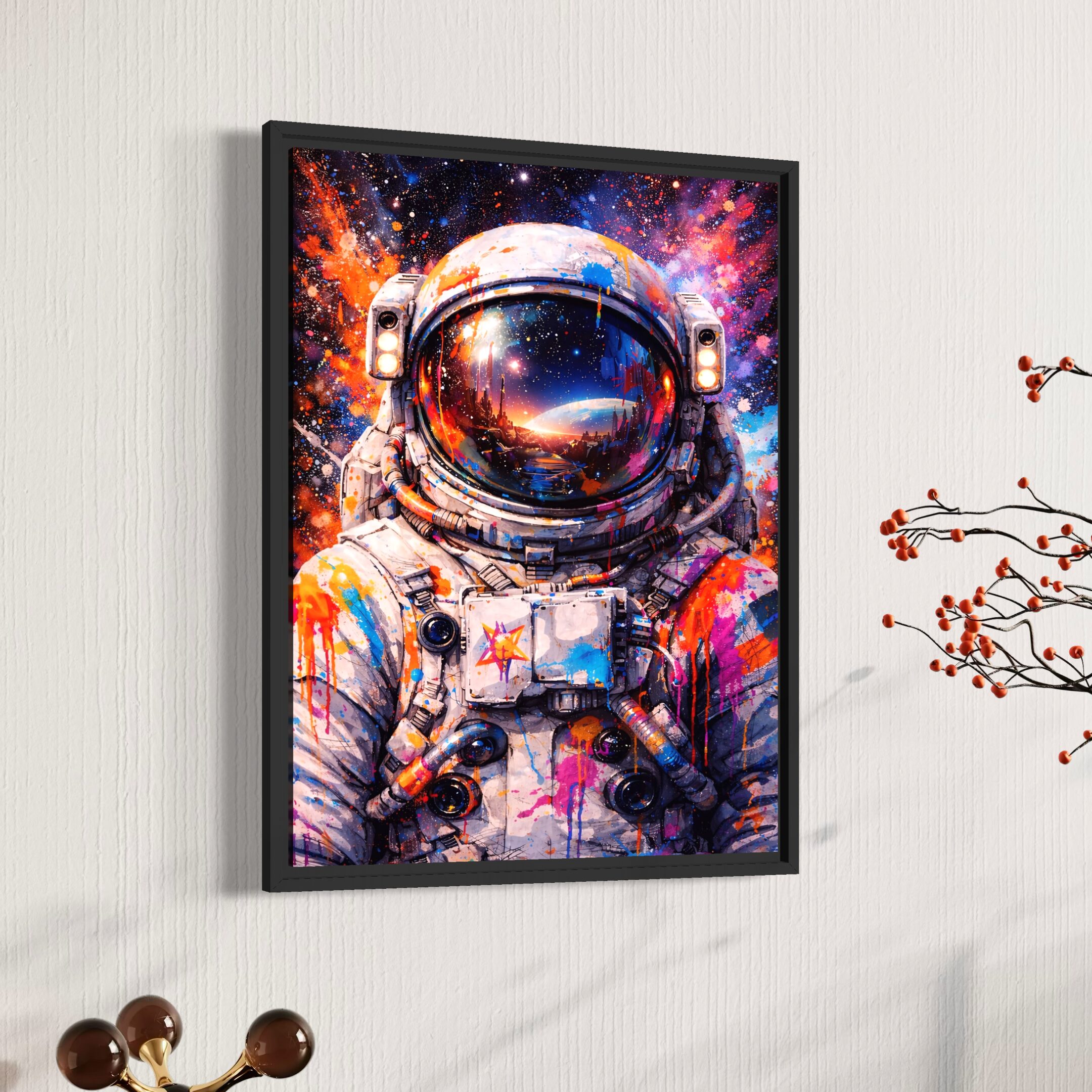 Tableau Astronaute Pop Art – Cosmic Explorer tableau astronaute galaxie pop art moderne univers spatial décoration murale cosmique