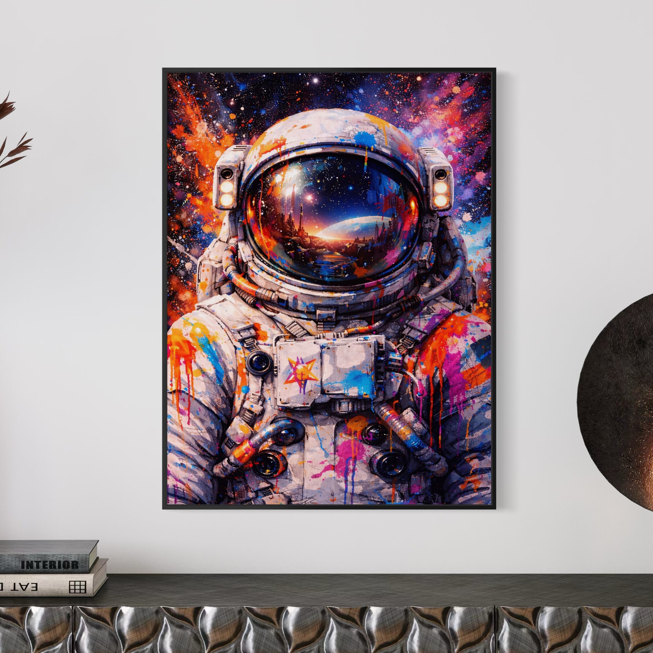 Tableau Astronaute Pop Art – Cosmic Explorer tableau astronaute univers galaxie pop art moderne décoration murale futuriste