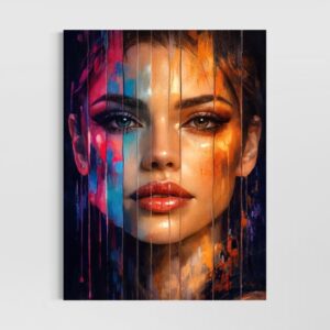 Accueil tableau portrait femme abstrait moderne art contemporain couleurs lumineuses décoration murale design