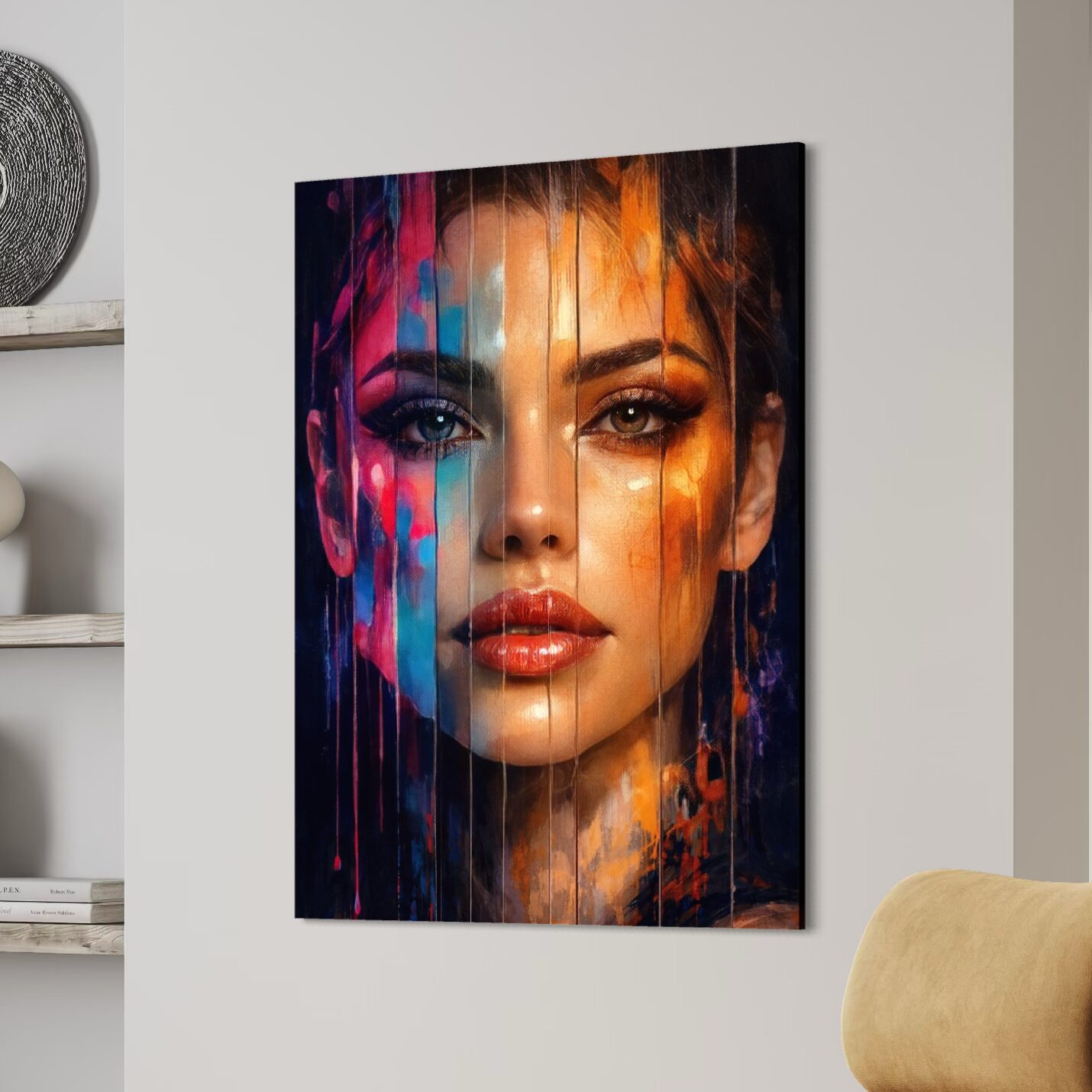 Tableau Beauté Fragmentée – Portrait abstrait moderne et lumineux tableau beauté fragmentée portrait femme art contemporain décoration murale moderne