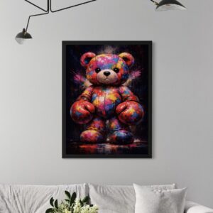 Accueil tableau boxing teddy ours boxeur pop art coloré décoration murale street art moderne