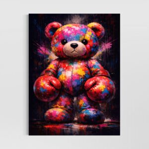 Accueil tableau boxing teddy street art coloré ours boxeur pop art décoration murale moderne