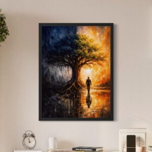 Accueil tableau clair obscur arbre lumineux décoration intérieure moderne