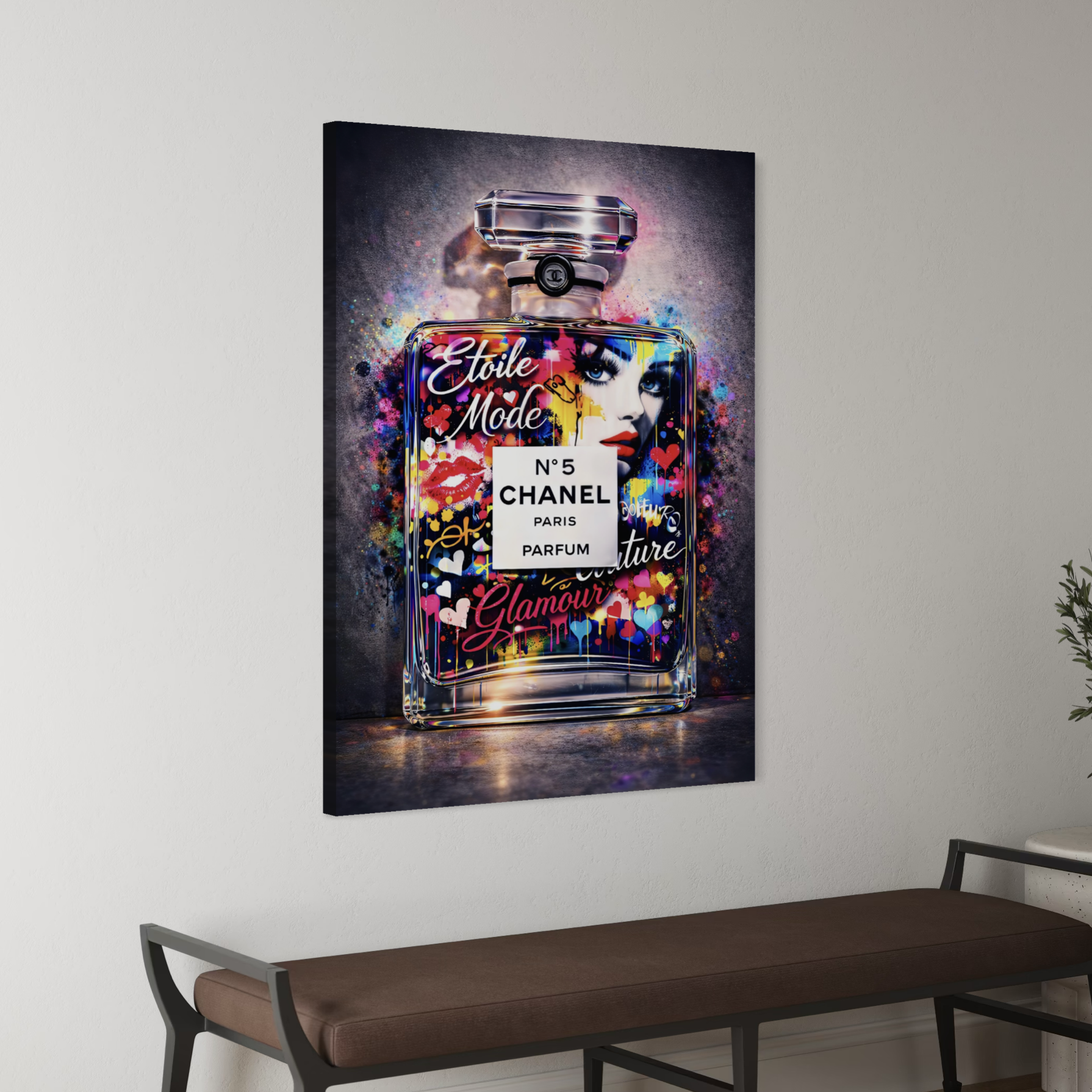 tableau parfum chanel pop art coloré décoration murale glamour