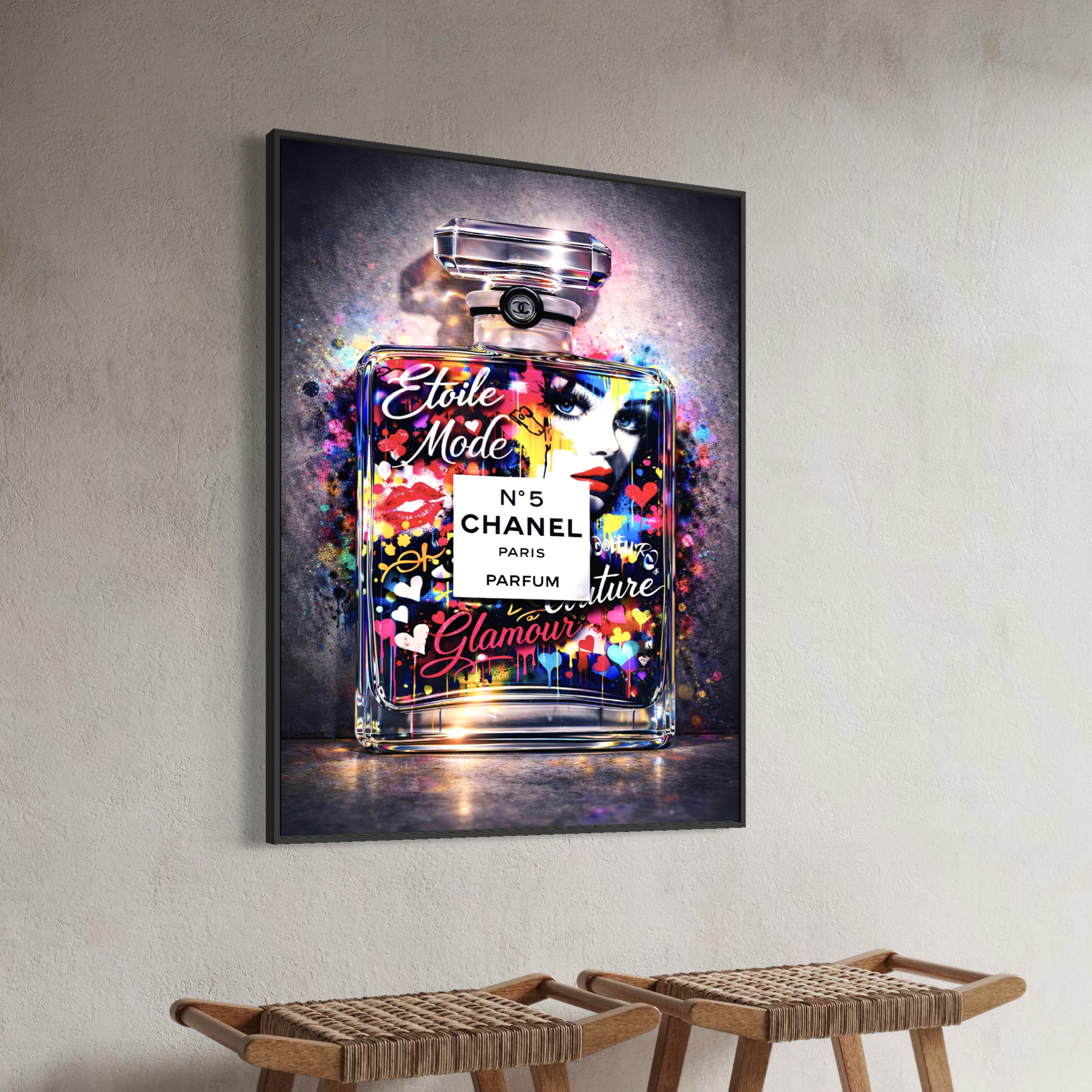 tableau parfum luxe pop art coloré déco murale glamour moderne