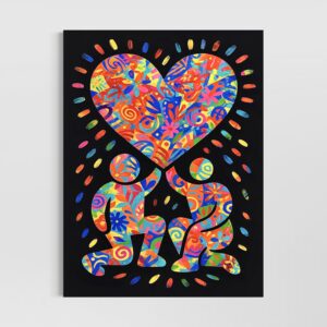 Accueil tableau couple amour pop art cœur coloré street art décoration murale moderne