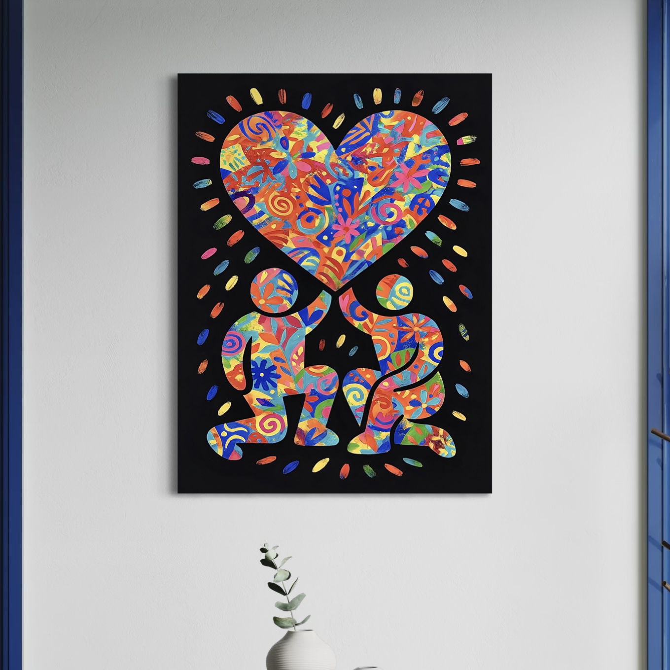 tableau amour pop art coloré cœur moderne décoration murale contemporaine street art design
