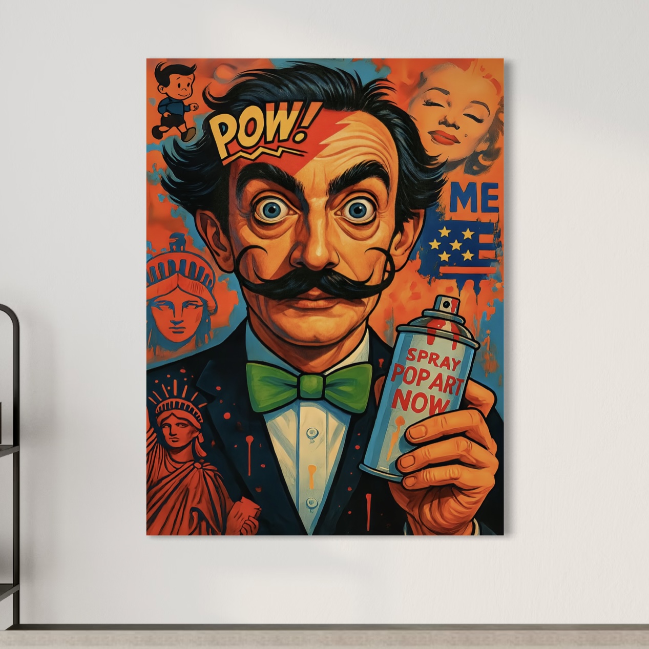 Tableau Dali Street Art – Pop Art Contemporain Coloré tableau pop art dali street art pour décoration murale moderne dans un intérieur contemporain