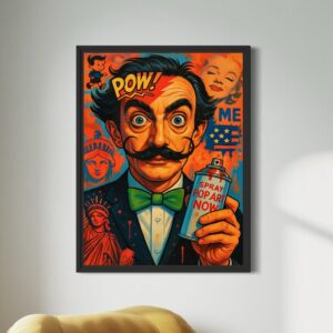 Accueil tableau street art pop art dali encadré pour décoration murale moderne dans un salon contemporain