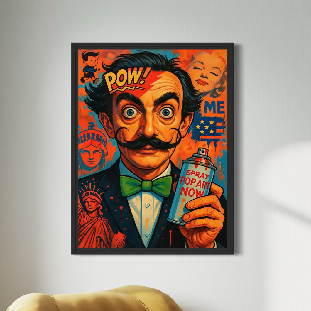 Tableau Dali Street Art – Pop Art Contemporain Coloré tableau street art pop art dali encadré pour décoration murale moderne dans un salon contemporain