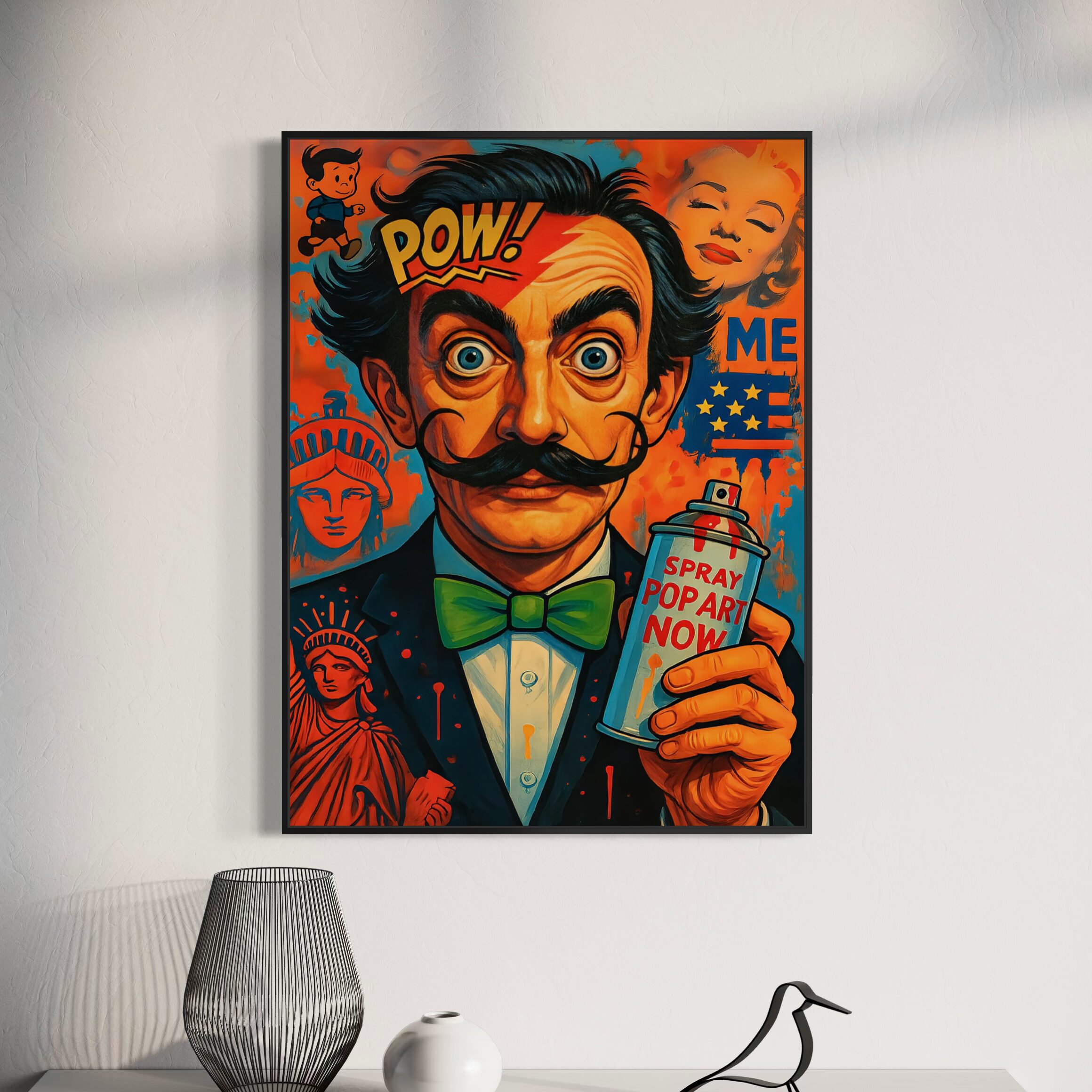 Tableau Dali Street Art – Pop Art Contemporain Coloré tableau dali street art pop art moderne encadré pour décoration murale contemporaine salon design