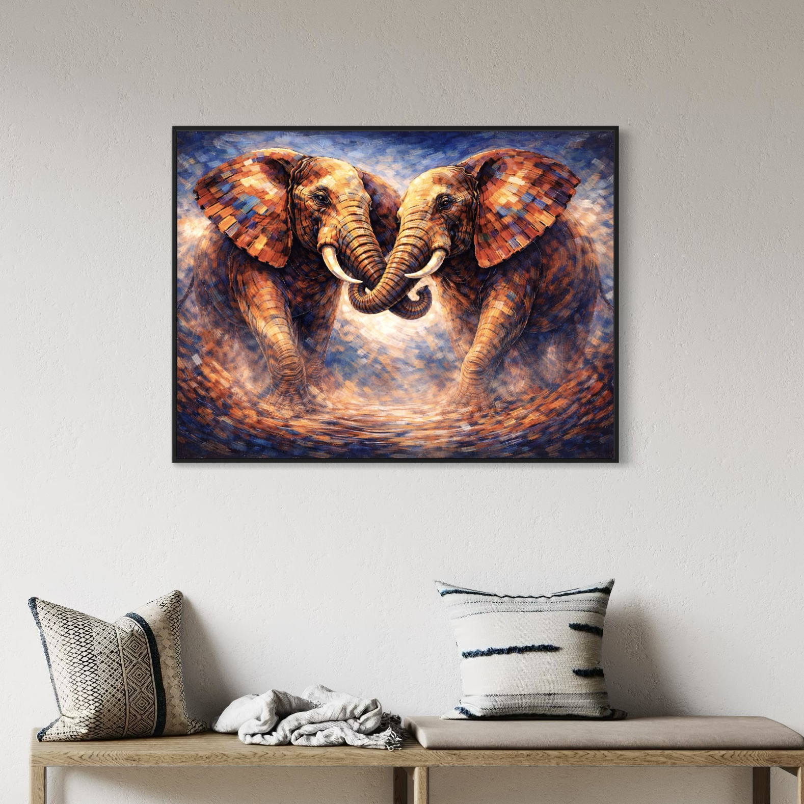 tableau éléphants artistiques art animalier moderne décoration murale