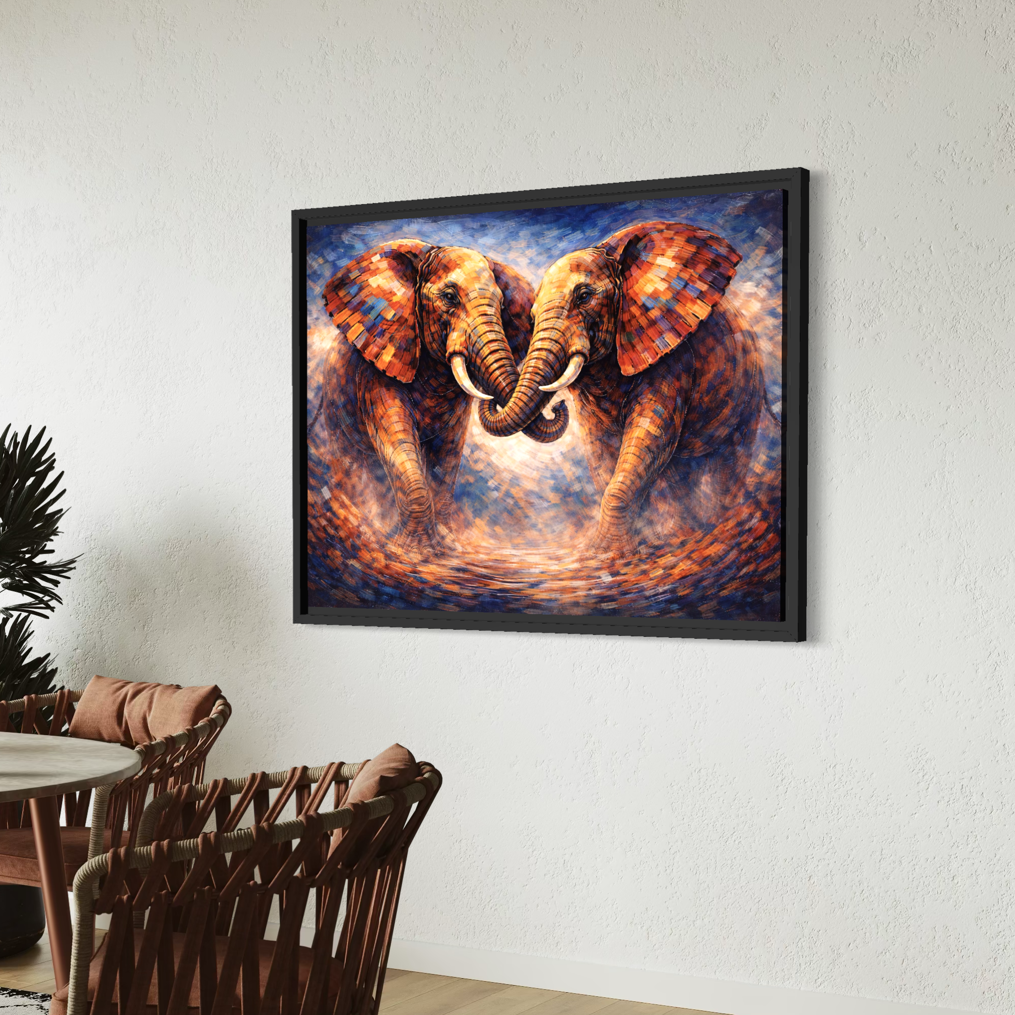 tableau éléphants design art animalier contemporain décoration murale