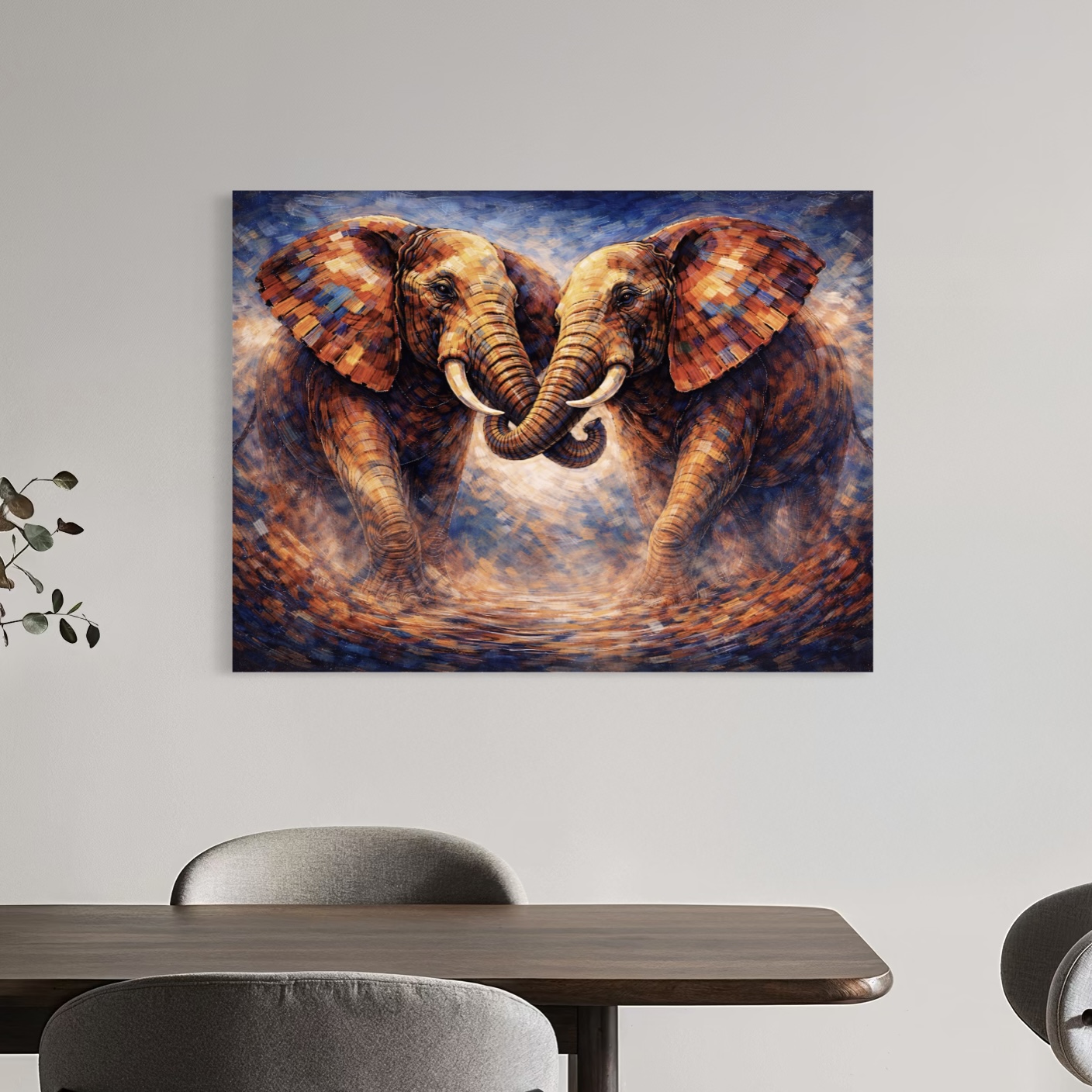 tableau éléphants modernes art animalier coloré décoration murale