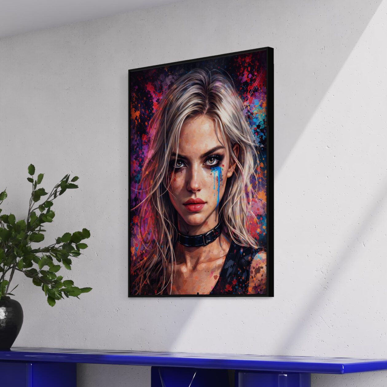 tableau portrait femme moderne pop art couleurs abstraites décoration murale contemporaine design