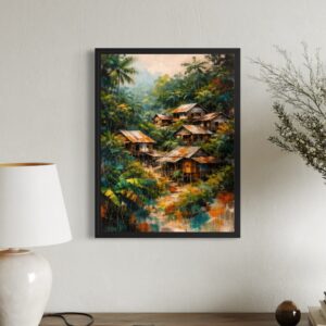 tableau evasion tropicale jungle exotique art mural contemporain encadré
