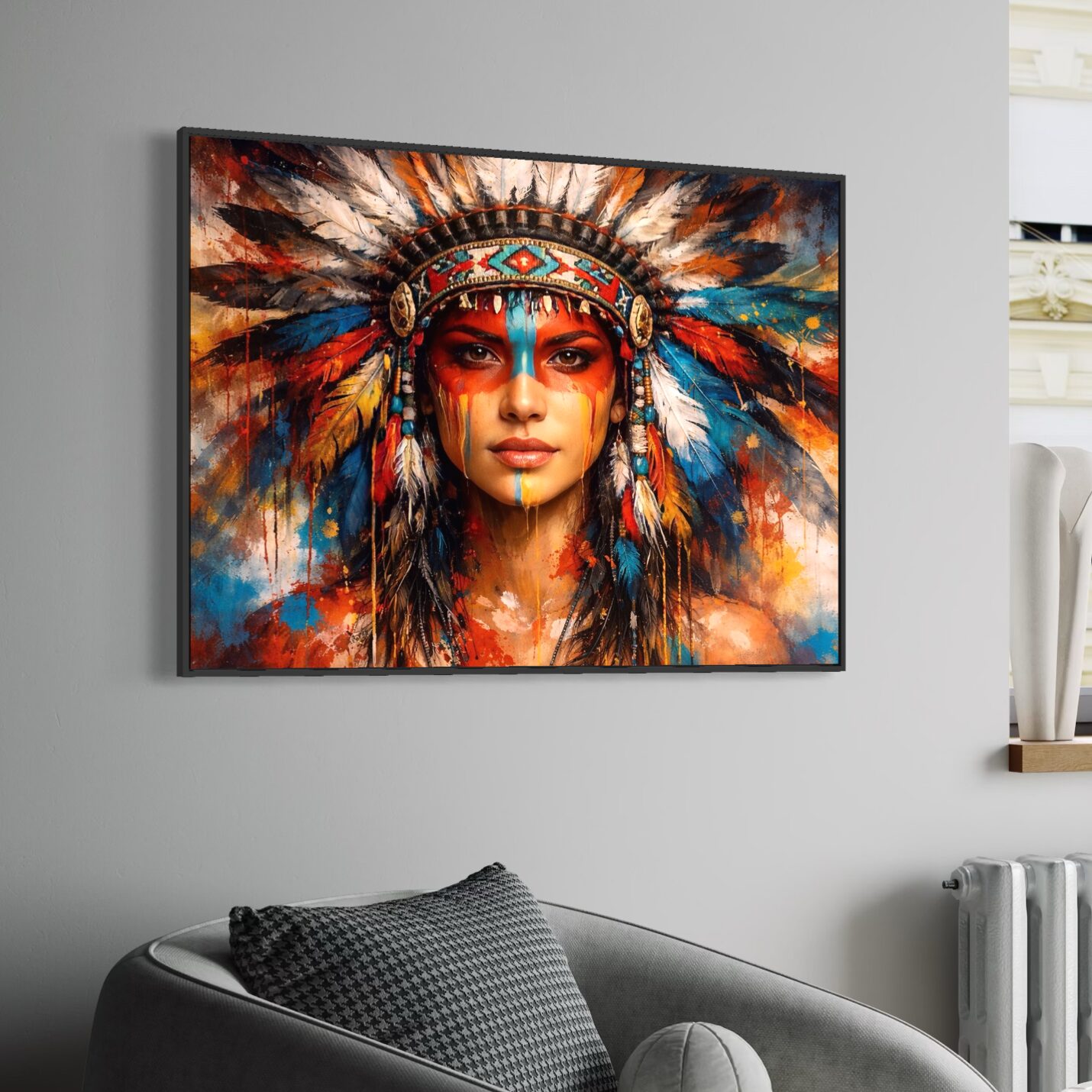 Tableau Éveil Tribal Femme Amérindienne tableau Éveil tribal