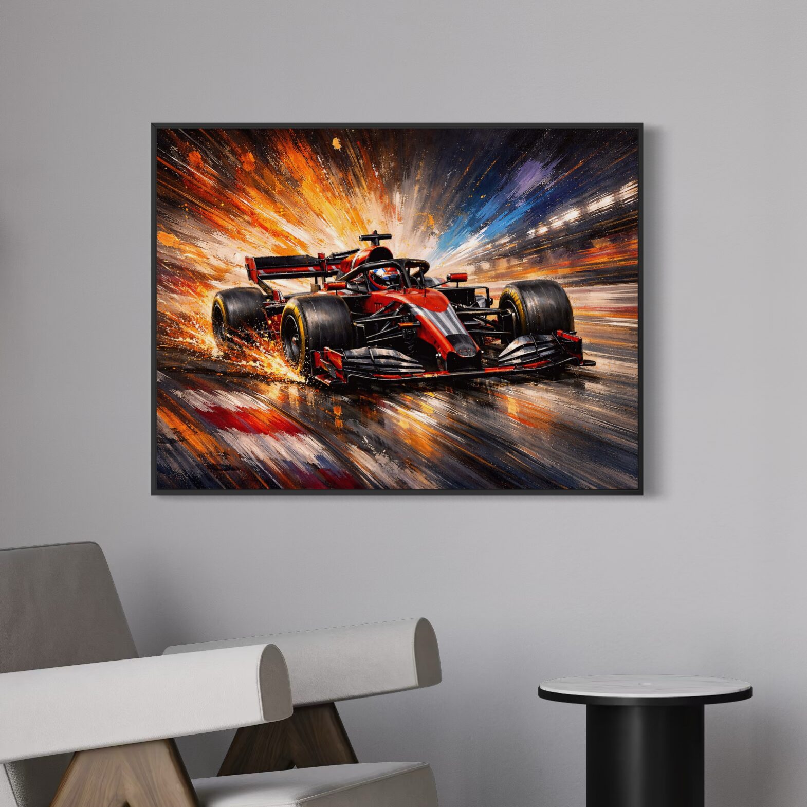 Tableau Formule 1 Contemporain – F1 Monaco tableau formule 1 monaco cadre noir decoration bureau moderne