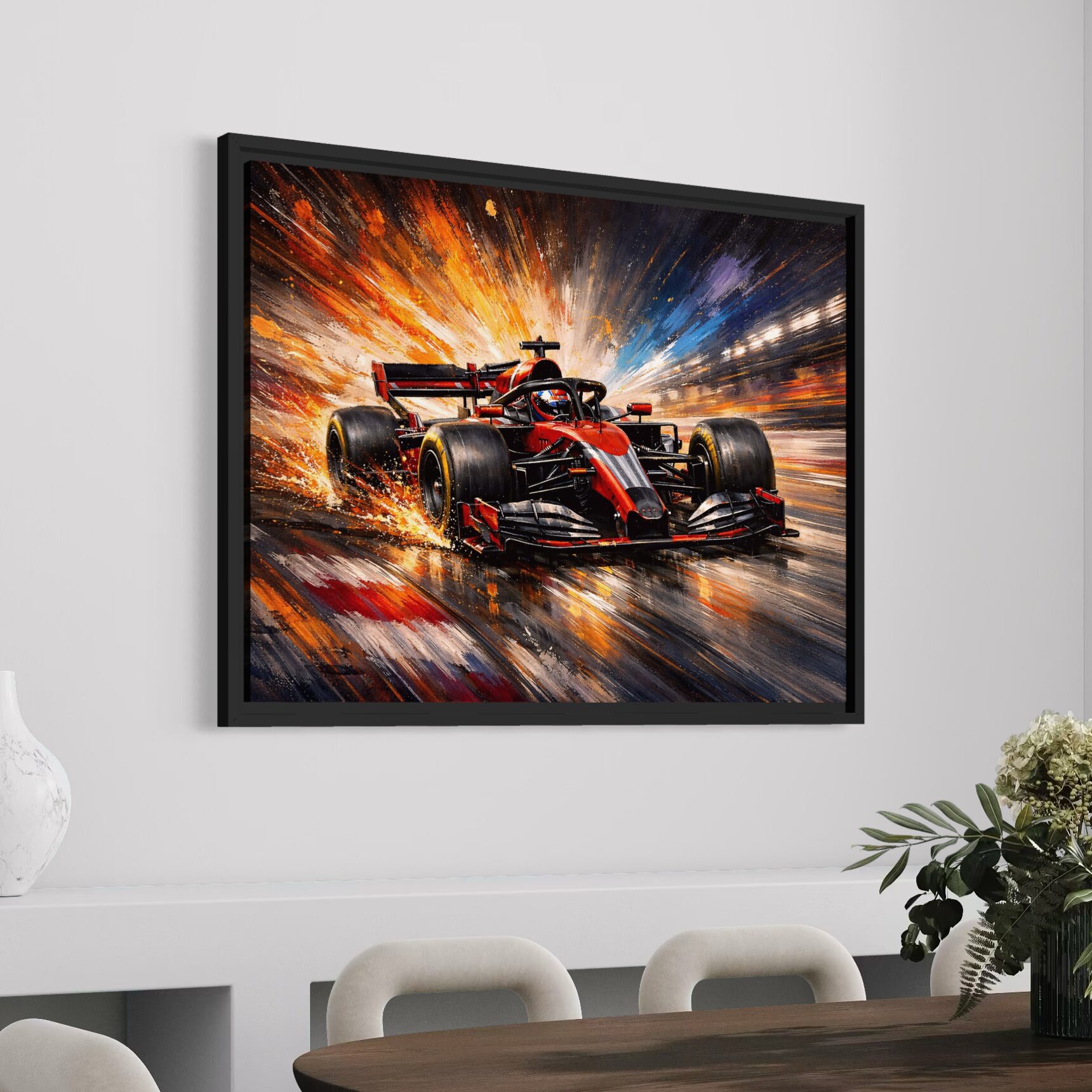 Tableau Formule 1 Contemporain – F1 Monaco tableau formule 1 monaco cadre noir décoration moderne