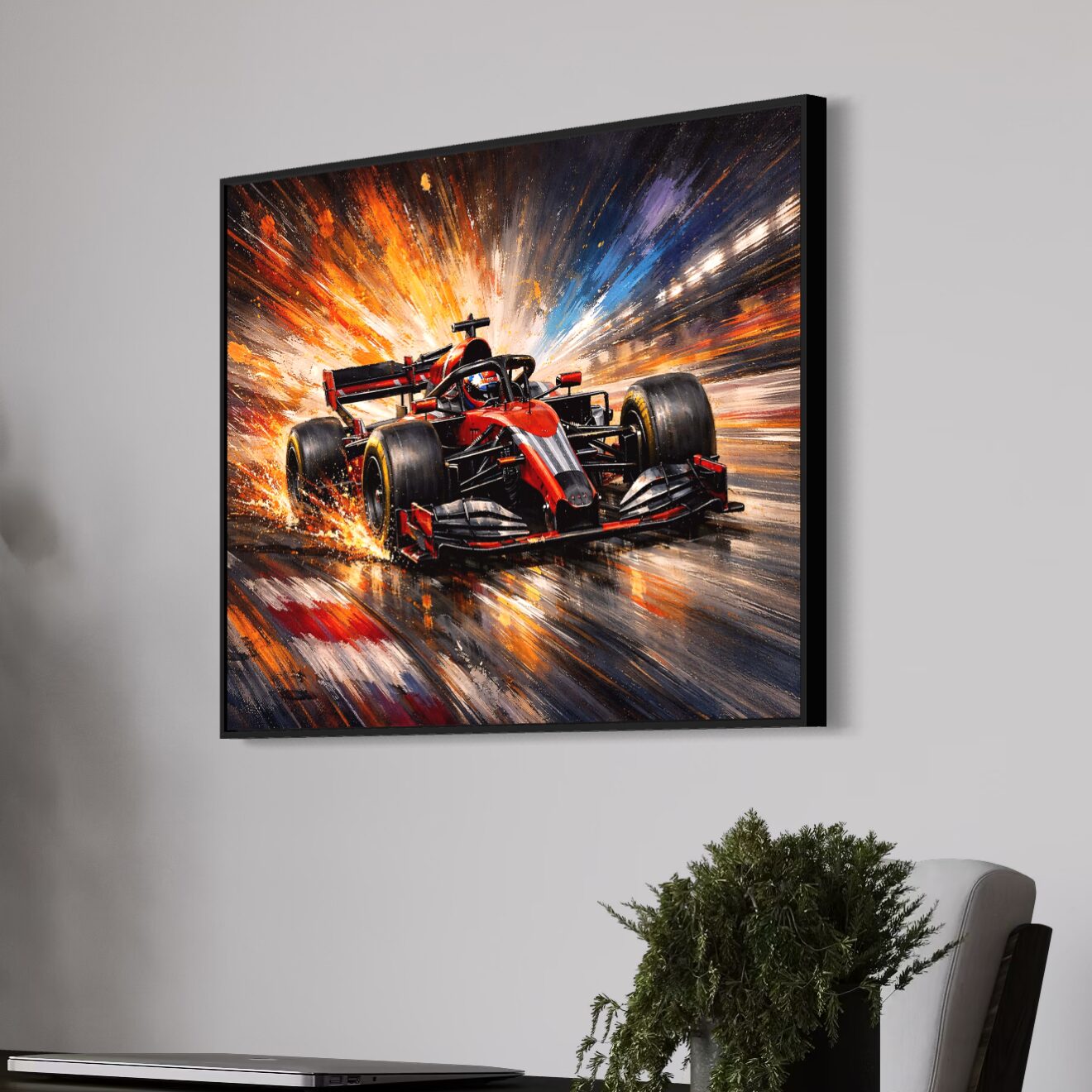 Tableau Formule 1 Contemporain – F1 Monaco tableau formule 1 monaco voiture course vitesse artistique
