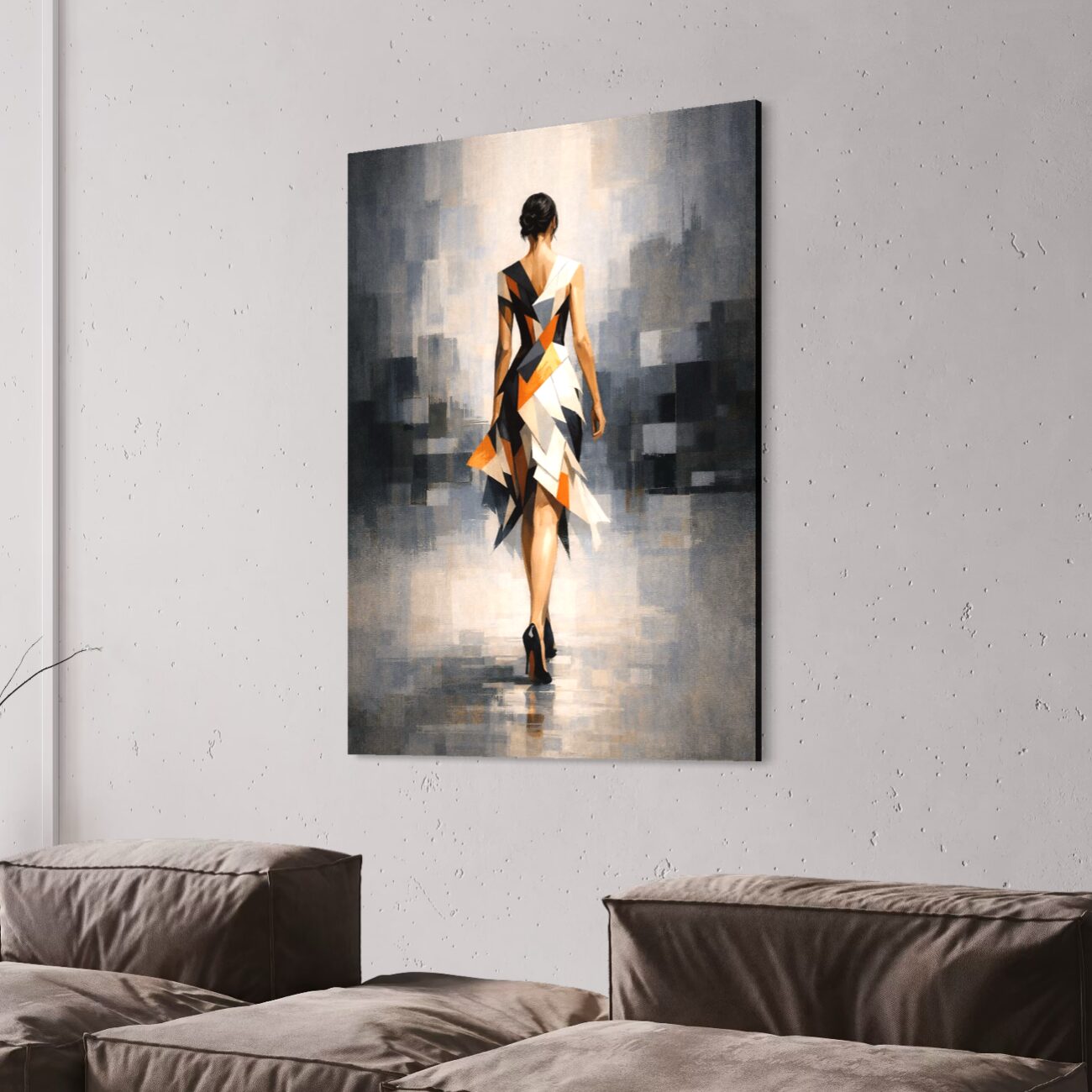 tableau femme abstraite couture géométrique moderne décoration murale élégante spektra