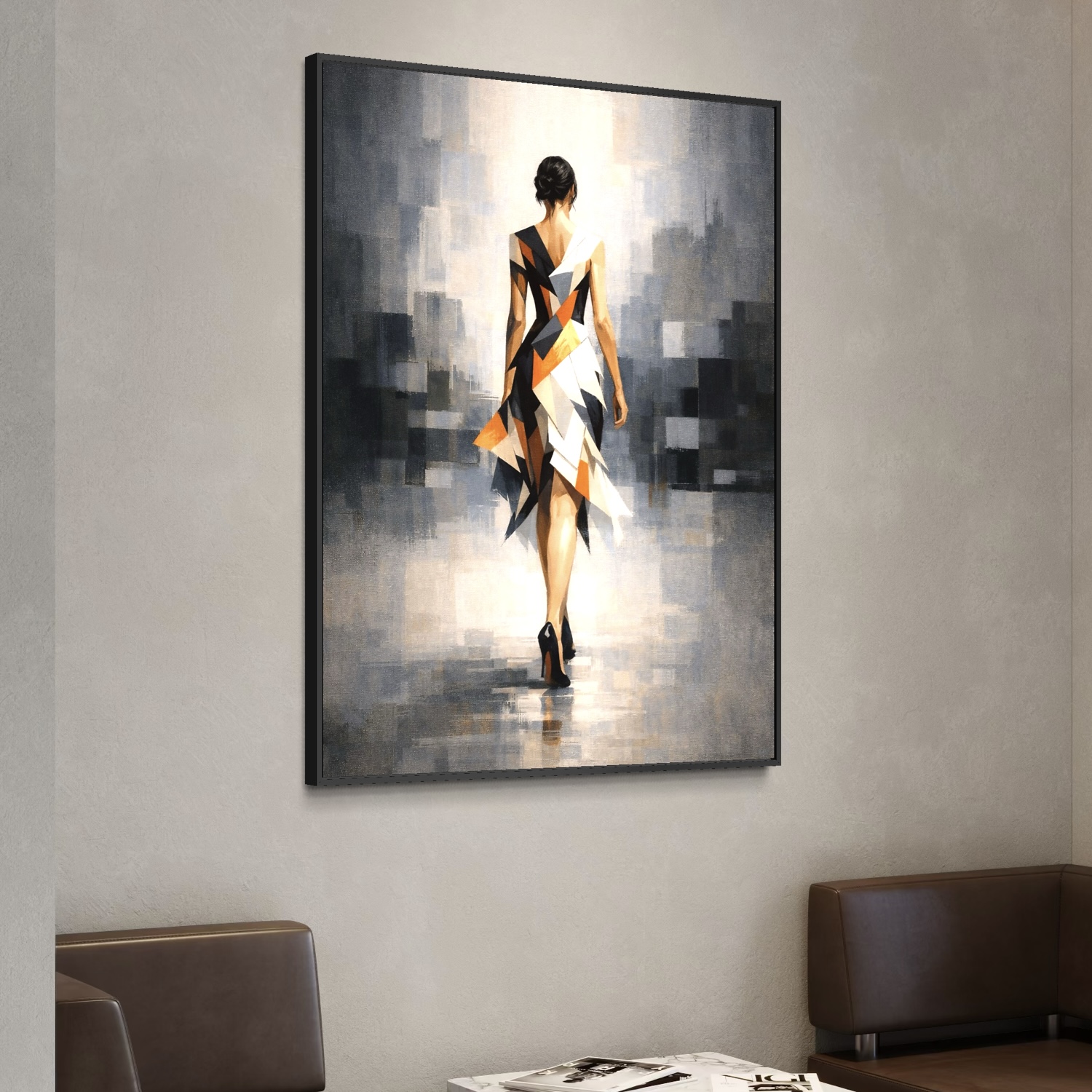 tableau femme couture abstraite géométrique élégante décoration murale moderne spektra