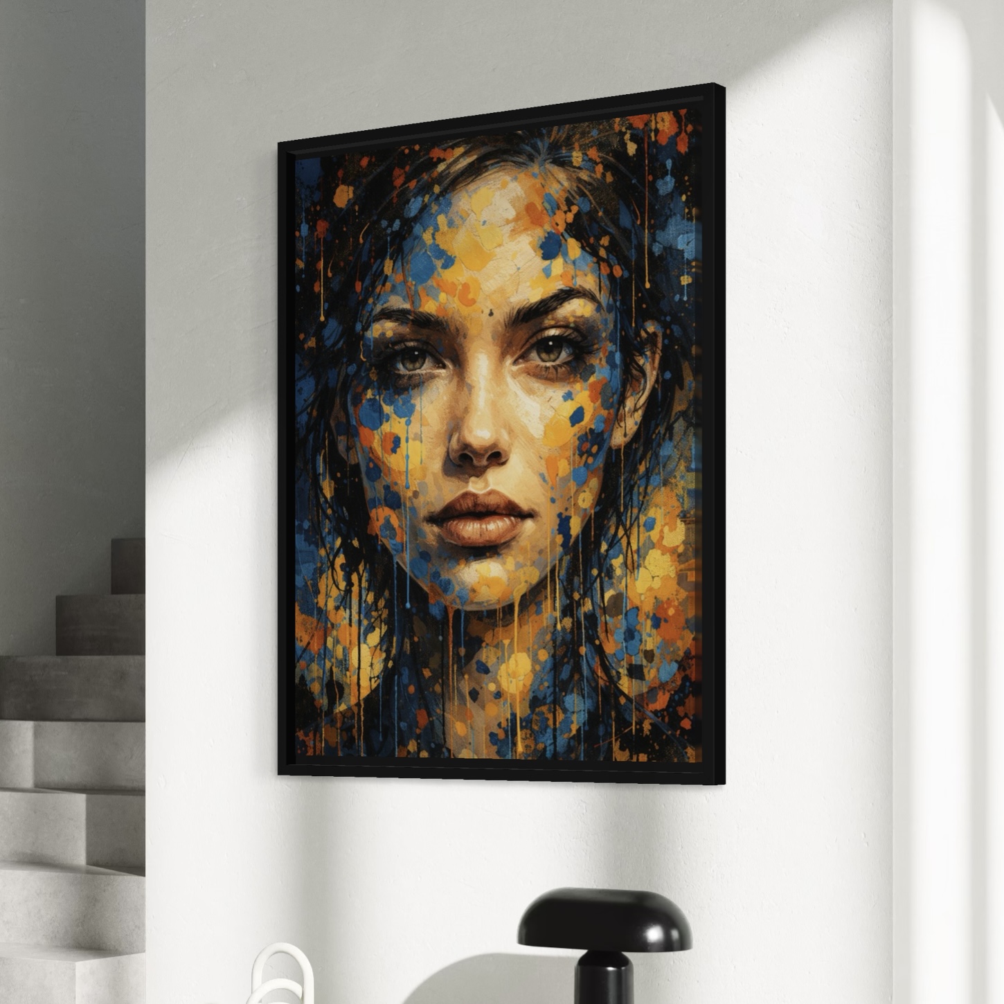 Tableau Femme Pop Art – Beauté Sauvage tableau femme pop art abstrait beauté sauvage avec cadre noir décoration contemporaine spektra
