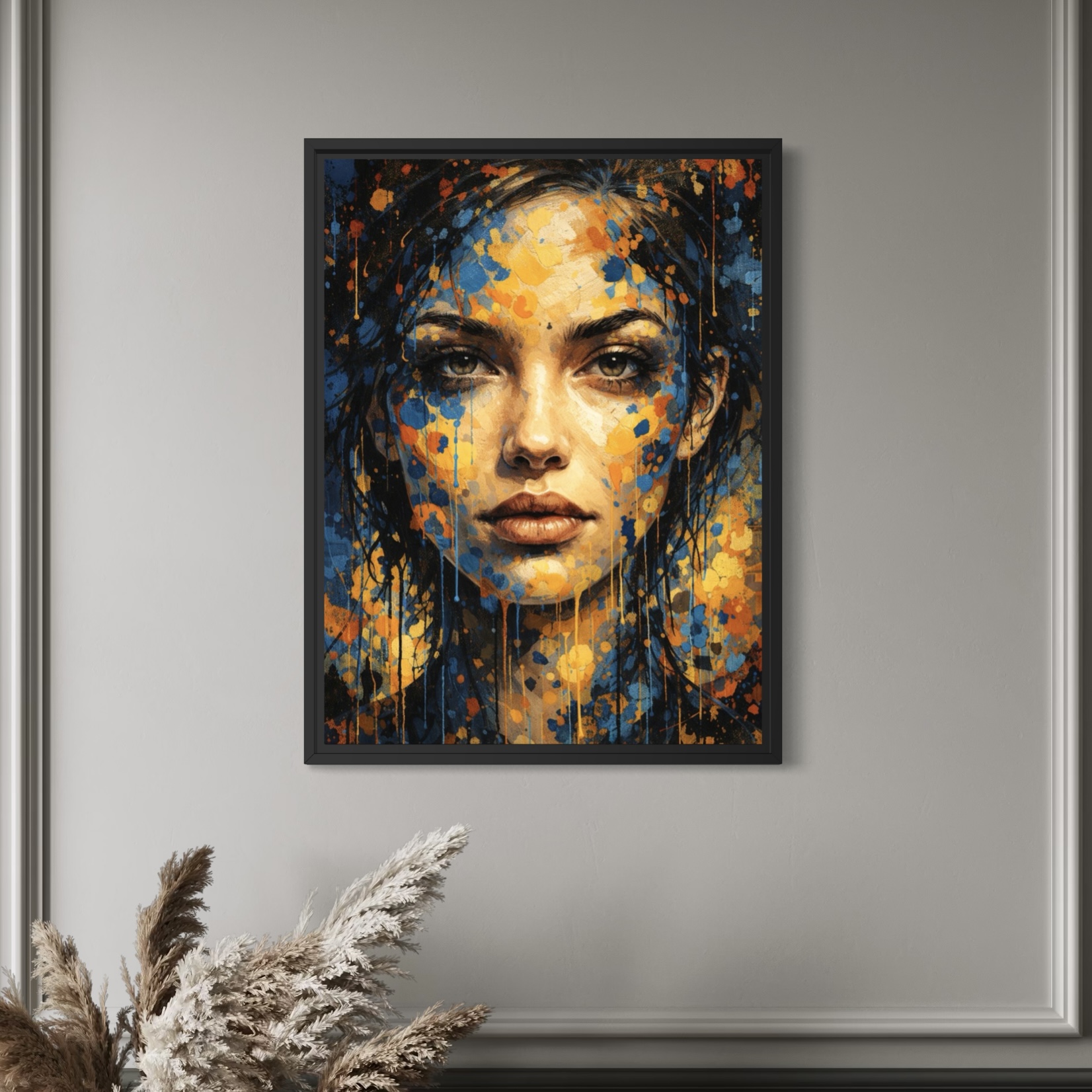 Tableau Femme Pop Art – Beauté Sauvage tableau femme pop art abstrait beauté sauvage cadre noir décoration murale spektra
