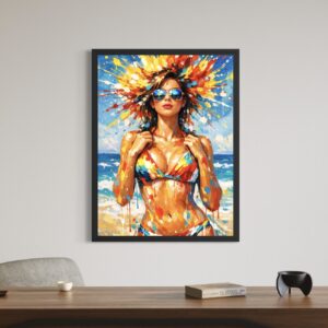 tableau femme pop art beach vibes décoration salon moderne spektra