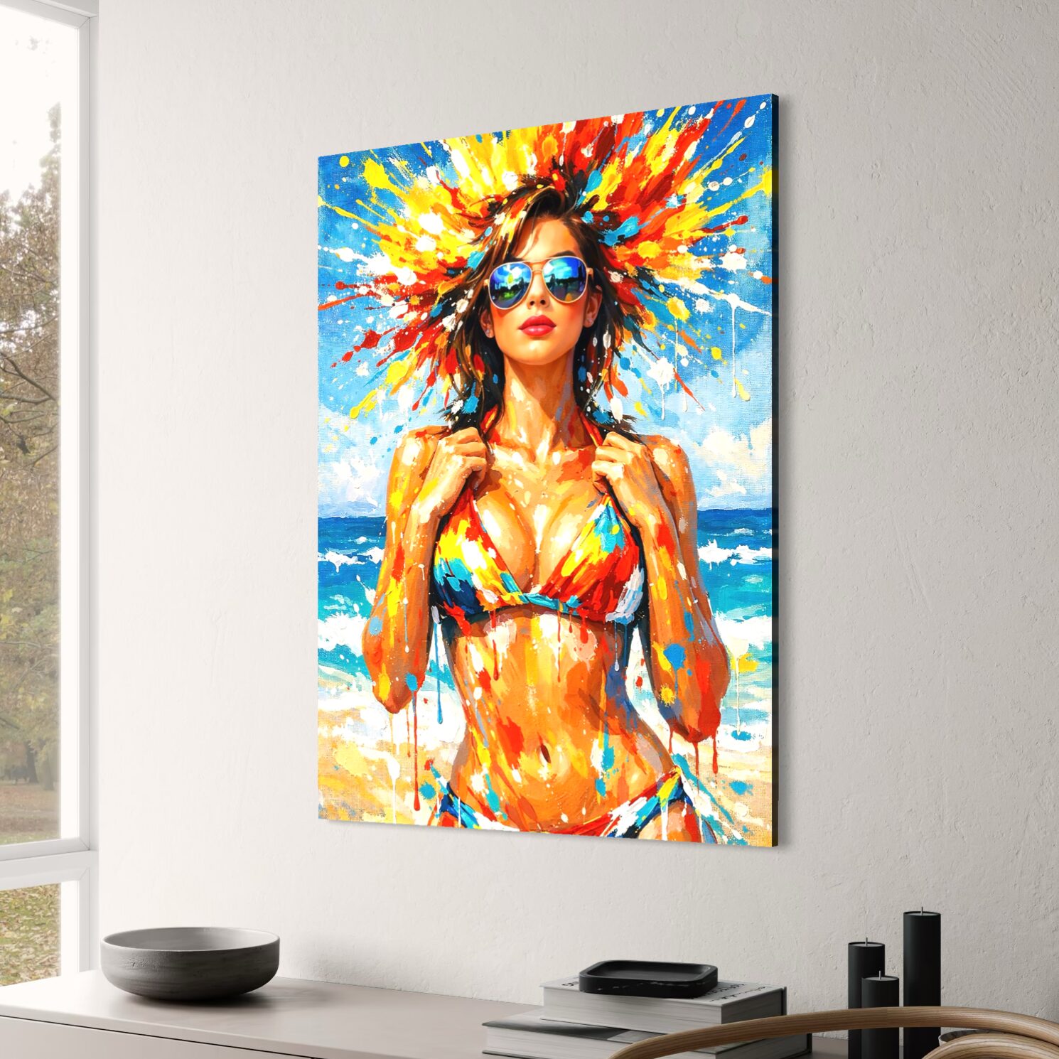 Tableau Femme Pop Art – Beach Vibes tableau femme pop art beach vibes décoration murale moderne spektra