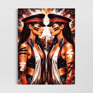 tableau femme pop art les amazones dualite feminine contemporaine art moderne