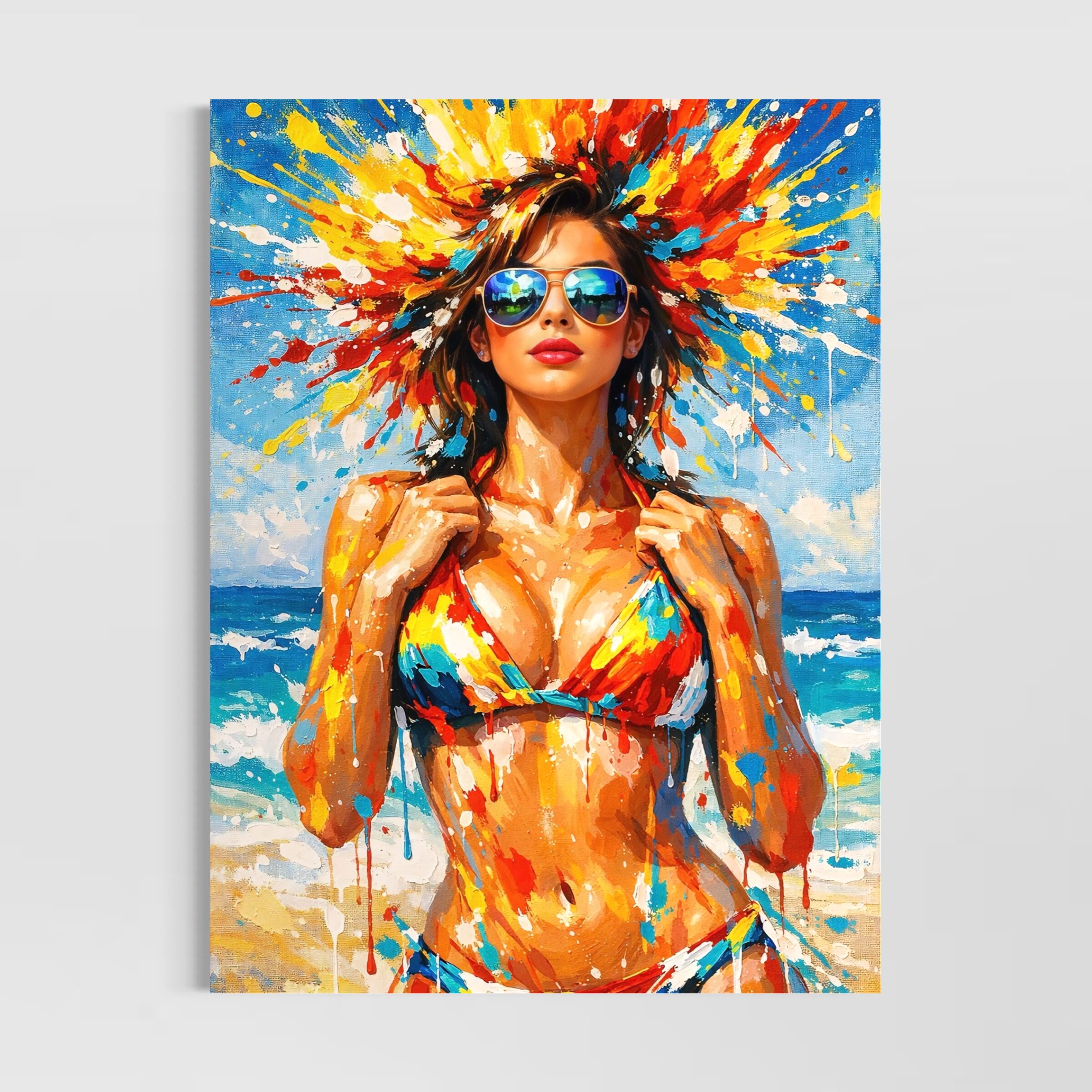 Tableau Femme Pop Art – Beach Vibes tableau femme pop art plage contemporaine beach vibes spektra