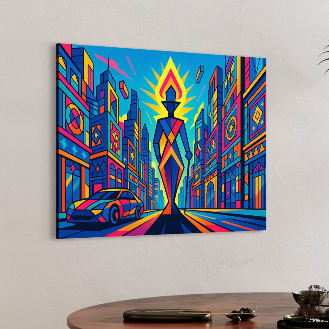 Tableau Flamme Urbaine – Pop Art Contemporain Coloré tableau flamme urbaine pop art futuriste coloré décoration murale moderne spektra