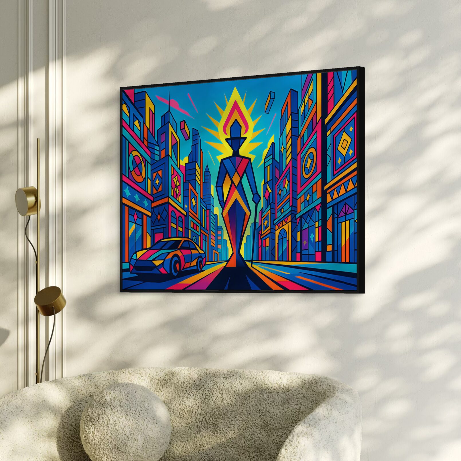 Tableau Flamme Urbaine – Pop Art Contemporain Coloré tableau flamme urbaine pop art futuriste décoration murale contemporaine spektra