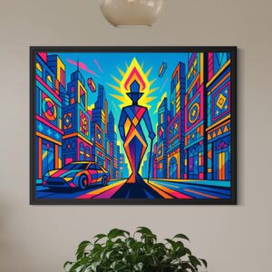 Accueil tableau flamme urbaine pop art néon contemporain décoration murale moderne spektra