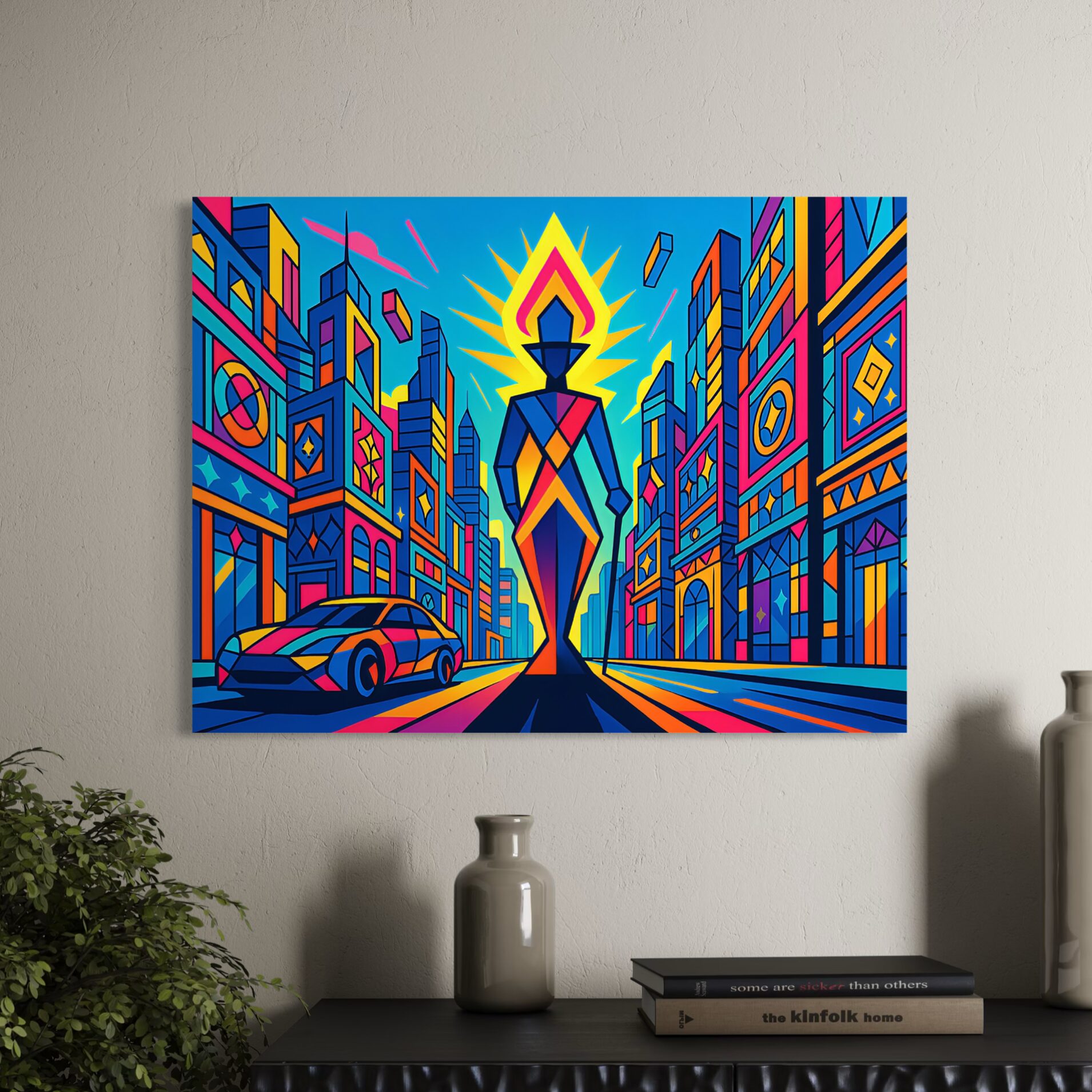 Tableau Flamme Urbaine – Pop Art Contemporain Coloré tableau flamme urbaine ville pop art moderne décoration contemporaine spektra