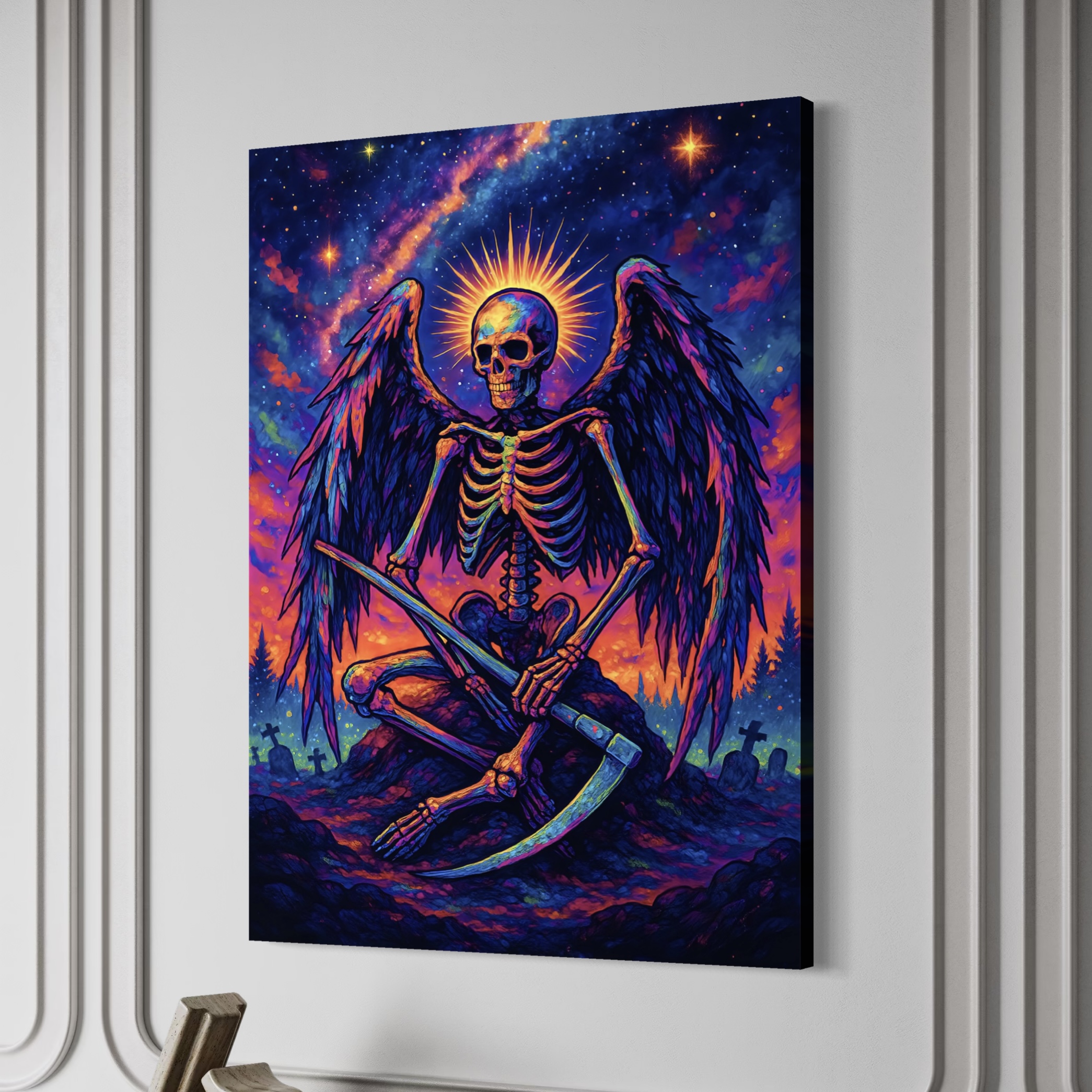 Tableau Gardien des Âmes tableau gardien des ames dark fantasy cosmique contemporain spektra