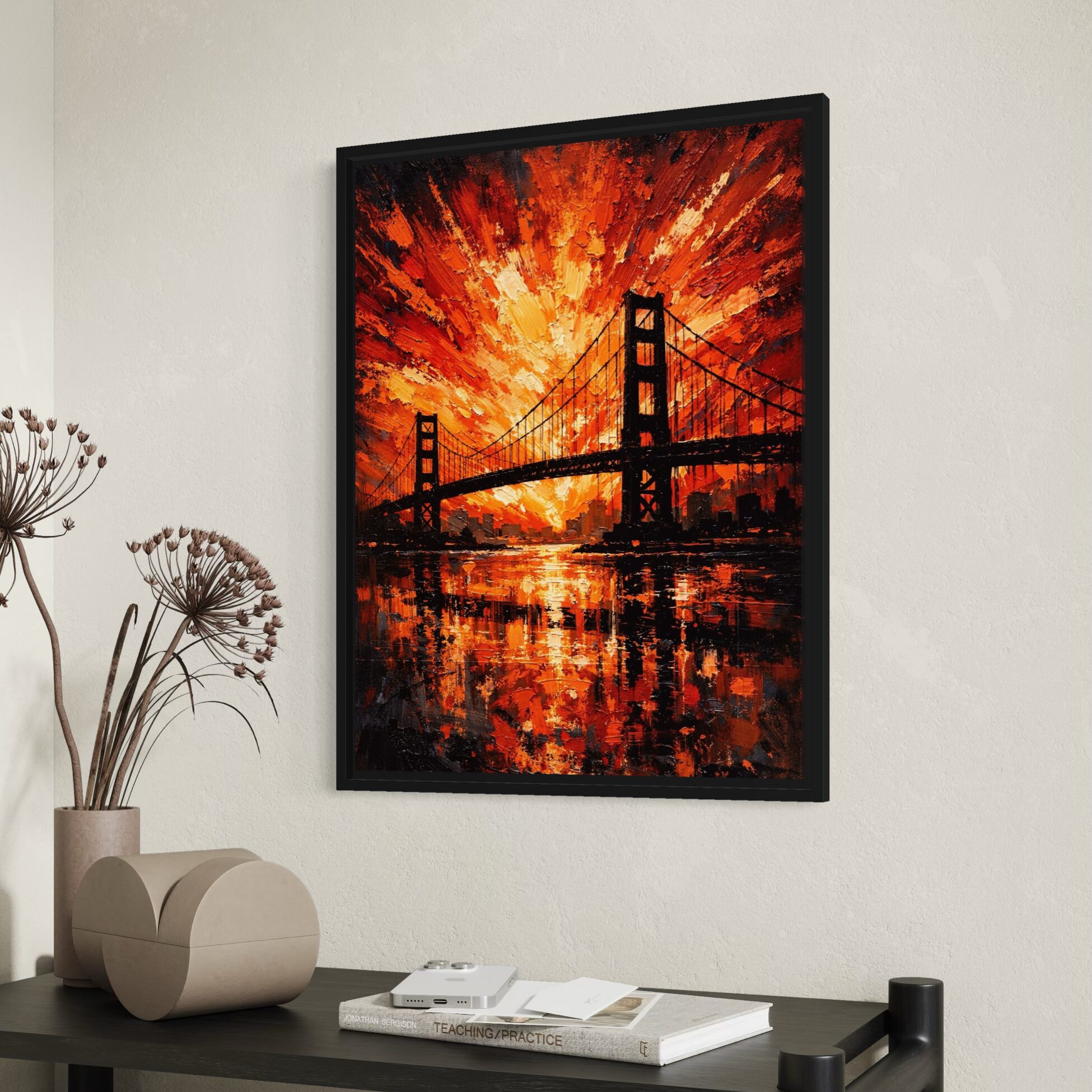 Tableau San Francisco – Golden Gate Sunset tableau golden gate cadre noir décoration contemporaine